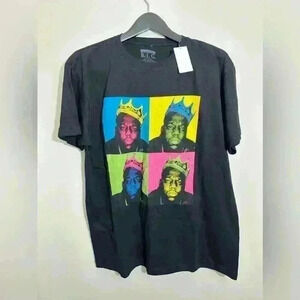 The Notorious B.I.G. Graphic T-Shirt Pop Art Crown Black Tee Size L NWOT